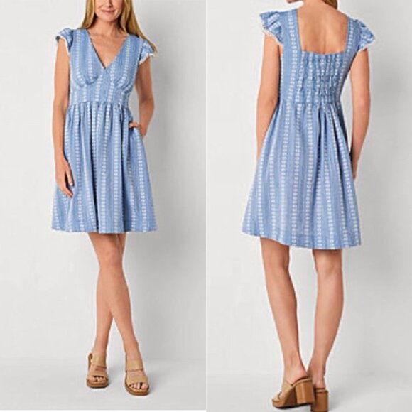 Peyton & Parker Large Dress Cotton Short Sleeve Cottagecore Coastal Romance - Picture 1 of 9